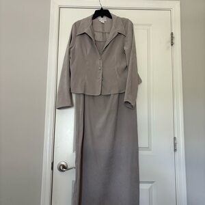 Vintage Karin Stevens 2 pcs Set Gray Maxi Dress & Jacket